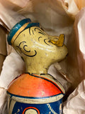 1935 Vtg Marx Tin Lithograph Windup Toy “Walking Popeye Sailor Parrot Cage Box!