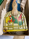 1935 Vtg Marx Tin Lithograph Windup Toy “Walking Popeye Sailor Parrot Cage Box!