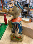 1935 Vtg Marx Tin Lithograph Windup Toy “Walking Popeye Sailor Parrot Cage Box!