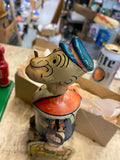 1935 Vtg Marx Tin Lithograph Windup Toy “Walking Popeye Sailor Parrot Cage Box!