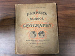 VTG Antique 1885 Harper's School Geography With Maps Hardcover Book