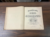 VTG Antique 1885 Harper's School Geography With Maps Hardcover Book