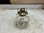 vtg clear hobnail farm lamplight brass oil lamp missing top