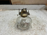 vtg clear hobnail farm lamplight brass oil lamp missing top