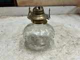 vtg clear hobnail farm lamplight brass oil lamp missing top