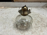 vtg clear hobnail farm lamplight brass oil lamp missing top