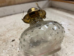 vtg clear hobnail farm lamplight brass oil lamp missing top