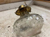 vtg clear hobnail farm lamplight brass oil lamp missing top