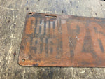 1916 Antique License Plate Ohio Auto Truck Hot Rat Rod Sign Vtg Man cave Garage