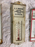 Vtg Thermometer C P Wachter plumbing Tin Sign Adverting Schuyl ave nj Wall mount