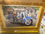 NOS Drawing poster Harley Panhead Framed 1959 Rock Store Malibu Ca Vtg Orig Glid