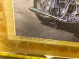 NOS Drawing poster Harley Panhead Framed 1959 Rock Store Malibu Ca Vtg Orig Glid