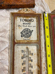 Vtg Thermometer Ossola Torino Brand NY pgh philly Miami Advertising tin sign