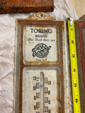 Vtg Thermometer Ossola Torino Brand NY pgh philly Miami Advertising tin sign