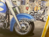 NOS Drawing poster Harley Panhead Framed 1959 Rock Store Malibu Ca Vtg Orig Glid