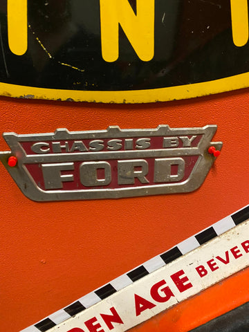 Ford Truck Car CHASSIS BY FORD Metal Vtg Emblem Plate 1940's Original Trim Badge