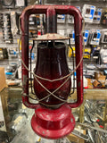 vtg Dietz monarch red railroad lantern NY USA galvanized red glass globe fitzall