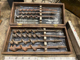 Vtg James Swan Auger Bits Brace Wood Drill Bits 8 Pc Set Original Wood Box USA!