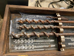 Vtg James Swan Auger Bits Brace Wood Drill Bits 8 Pc Set Original Wood Box USA!