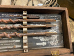 Vtg James Swan Auger Bits Brace Wood Drill Bits 8 Pc Set Original Wood Box USA!