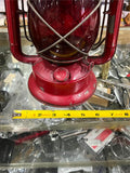 vtg Dietz monarch red railroad lantern NY USA galvanized red glass globe fitzall