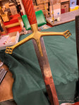 VTG Wood/Brass Steel Blade Claymore Broad Sword Sheath Lord of Rings Excalibur!