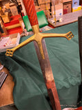 VTG Wood/Brass Steel Blade Claymore Broad Sword Sheath Lord of Rings Excalibur!
