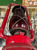 vtg Dietz monarch red railroad lantern NY USA galvanized red glass globe fitzall