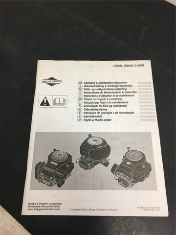 Briggs and Stratton off road engine owners manual models 210000, 280000, 310000
