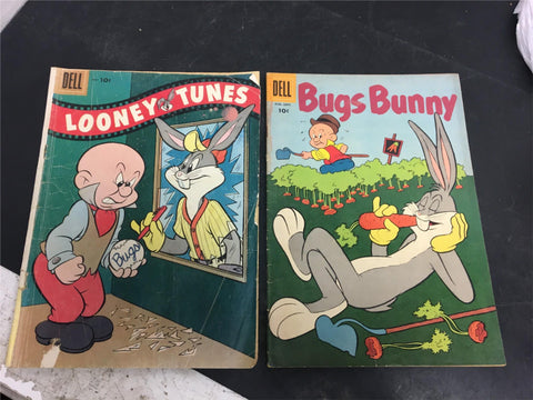 Two Dell Looney Bugs Bunny comic books no.62 Aug-Sept. 1958 and no. 175 May 1956