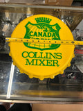 vtg Canada Dry Collins Mixer yellow bottle cap sign collectable wall accessory