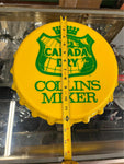 vtg Canada Dry Collins Mixer yellow bottle cap sign collectable wall accessory