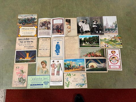 VTG Antique 1890s- Early 1900s Lot of 20+ Decorative Postcards Advertisements