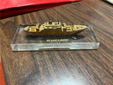 VTG Made in USA SS Santa Maria Brass Boat Tabletop Paperweight