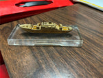 VTG Made in USA SS Santa Maria Brass Boat Tabletop Paperweight