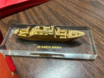 VTG Made in USA SS Santa Maria Brass Boat Tabletop Paperweight
