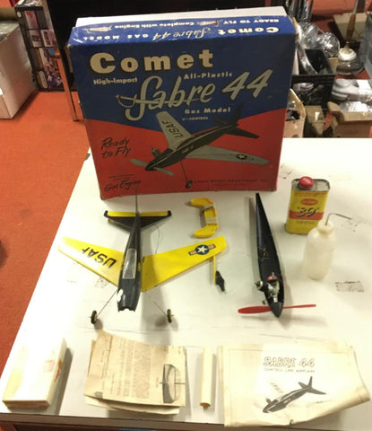 Vtg Comet Sabre 44 Control Line Airplane OK Cub .049B Gas Tether RC Orig box par