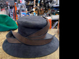 ERIC JAVITS NEW YORK FANCY 1920's ERA DESIGN FELT FEDORA BLACK Velvet Bow Accent