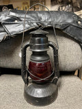 vtg 1937 Dietz little wizard black railroad lantern NY USA red glass globe rare