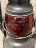 vtg 1937 Dietz little wizard black railroad lantern NY USA red glass globe rare