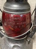 vtg 1937 Dietz little wizard black railroad lantern NY USA red glass globe rare