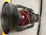 vtg 1937 Dietz little wizard black railroad lantern NY USA red glass globe rare