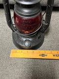 vtg 1937 Dietz little wizard black railroad lantern NY USA red glass globe rare