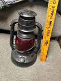 vtg 1937 Dietz little wizard black railroad lantern NY USA red glass globe rare