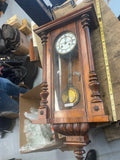 Vtg German Wall Clock 23" Cabinet Franz reinsch Working Brass Wood 1920's Wind u