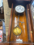 Vtg German Wall Clock 23" Cabinet Franz reinsch Working Brass Wood 1920's Wind u