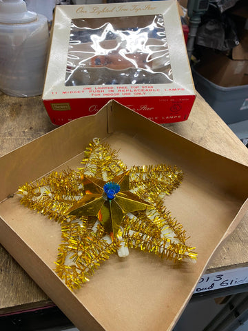 Vtg Tree Top Star Light up Christmas Decor Sears 1970's Tin Ornament Xmas