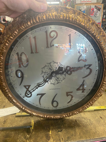 International Clock Red Brass Wall Antique Electric Antique Vtg Victorian Curved