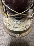 vtg Dietz 1933 little giant 70 hour capacity railroad lantern red glass globe