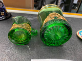 1909 Ohio States Fair Souvenir Glasses Emerald Gold Trim Collectible Antique Gre